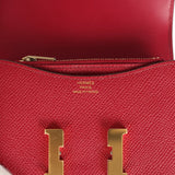 Hermes Constance Slim Wallet Rubis Epsom Gold Hardware