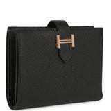 Hermes Bearn Compact Wallet Black Epsom Rose Gold Hardware - Thumbnail View 2