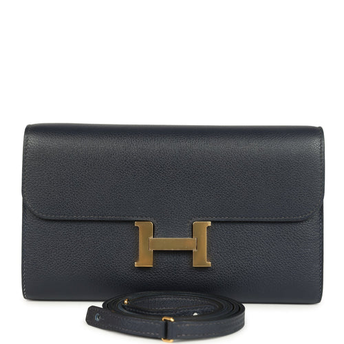 Hermes Constance Wallet To Go Bleu Nuit Evercolor Gold Hardware