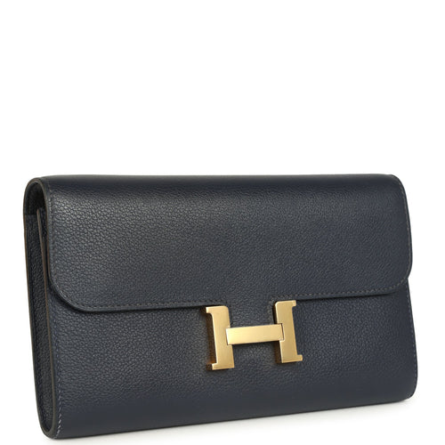 Hermes Constance Wallet To Go Bleu Nuit Evercolor Gold Hardware