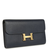 Hermes Constance Wallet To Go Bleu Nuit Evercolor Gold Hardware
