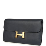 Hermes Constance Wallet To Go Bleu Nuit Evercolor Gold Hardware