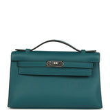 Hermes Kelly Pochette Vert Bosphore Swift Palladium Hardware