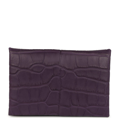 Hermes Calvi Card Holder Amethyst Matte Alligator Palladium Hardware