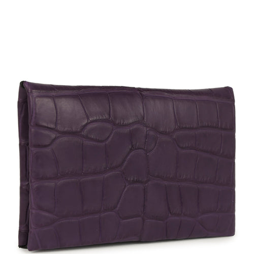 Hermes Calvi Card Holder Amethyst Matte Alligator Palladium Hardware