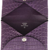 Hermes Calvi Card Holder Amethyst Matte Alligator Palladium Hardware - Thumbnail View 8