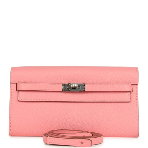 Hermes Kelly Wallet To Go Rose Confetti Epsom Palladium Hardware