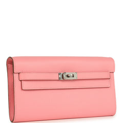 Hermes Kelly Wallet To Go Rose Confetti Epsom Palladium Hardware