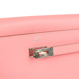 Hermes Kelly Wallet To Go Rose Confetti Epsom Palladium Hardware