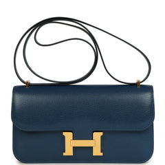 Hermes Constance Elan Deep Blue Chevre Chamkila Gold Hardware