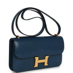 Hermes Constance Elan Deep Blue Chevre Chamkila Gold Hardware