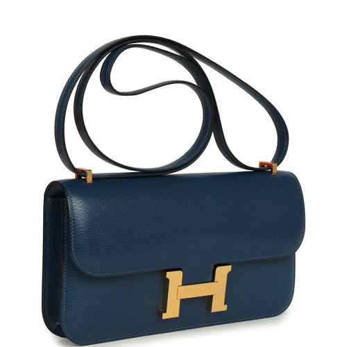 Hermes Constance Elan Deep Blue Chevre Chamkila Gold Hardware