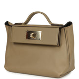 Hermes Mini 24/24 Beige Marfa Verso Evercolor and Swift Permabrass Hardware - Thumbnail View 5