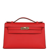 Hermes Special Order (HSS) Kelly Pochette Rouge de Coeur Verso Swift Permabrass Hardware