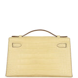 Hermes Kelly Pochette Vanille Matte Alligator Palladium Hardware