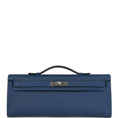 Hermes Kelly Cut Bleu Tie Epsom Palladium Hardware