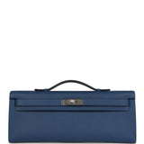 Hermes Kelly Cut Bleu Tie Epsom Palladium Hardware - Thumbnail View 1
