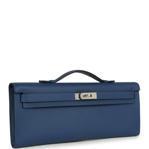 Hermes Kelly Cut Bleu Tie Epsom Palladium Hardware