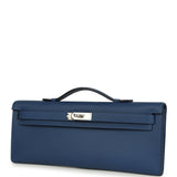 Hermes Kelly Cut Bleu Tie Epsom Palladium Hardware - Thumbnail View 5