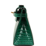 Hermes Kelly Pochette Vert Emeraude Shiny Alligator Gold Hardware