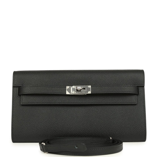 Hermes Kelly Wallet To Go Black Epsom Palladium Hardware