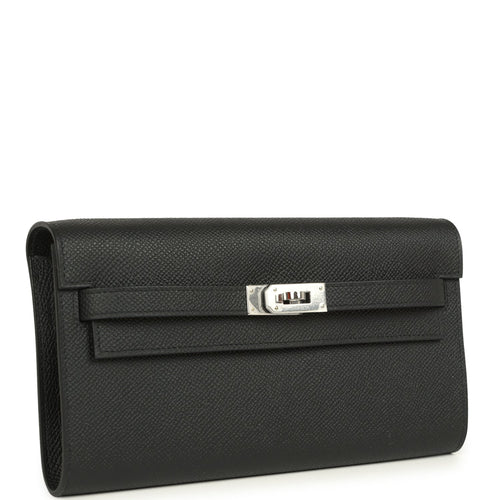 Hermes Kelly Wallet To Go Black Epsom Palladium Hardware