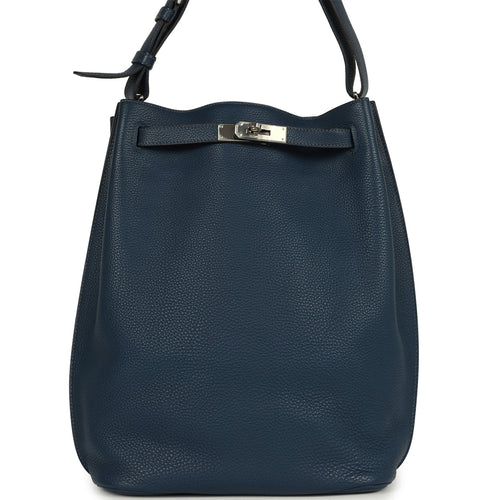 Pre-owned Hermes So Kelly 22 Bleu De Prusse Togo Palladium Hardware