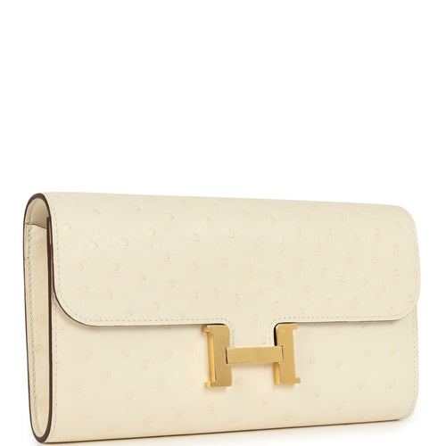 Hermes Constance Wallet To Go Nata Ostrich Gold Hardware
