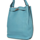 Pre-owned Hermes So Kelly 22 Blue Jean Togo Palladium Hardware