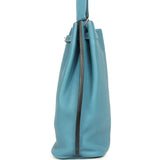 Pre-owned Hermes So Kelly 22 Blue Jean Togo Palladium Hardware