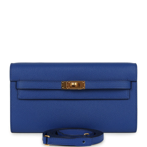 Hermes Kelly Wallet To Go Bleu Royal Epsom Gold Hardware