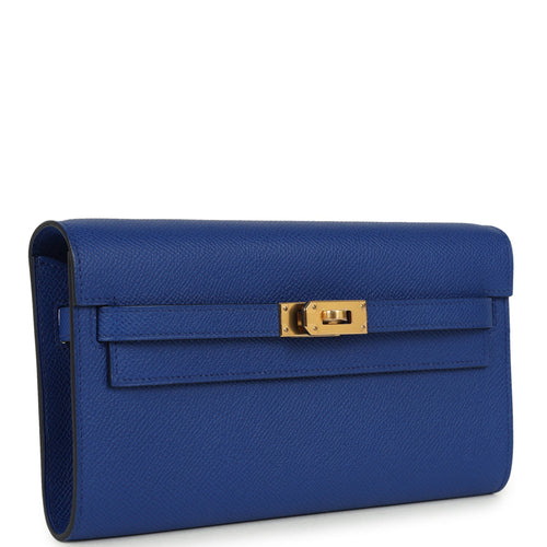 Hermes Kelly Wallet To Go Bleu Royal Epsom Gold Hardware