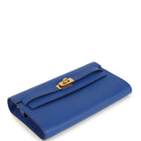 Hermes Kelly Wallet To Go Bleu Royal Epsom Gold Hardware