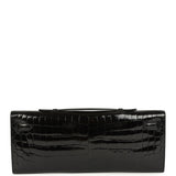 Pre-owned Hermes Kelly Cut Black Shiny Niloticus Crocodile Gold Hardware