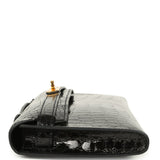 Pre-owned Hermes Kelly Cut Black Shiny Niloticus Crocodile Gold Hardware