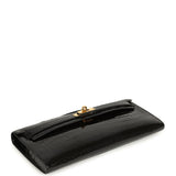 Pre-owned Hermes Kelly Cut Black Shiny Niloticus Crocodile Gold Hardware