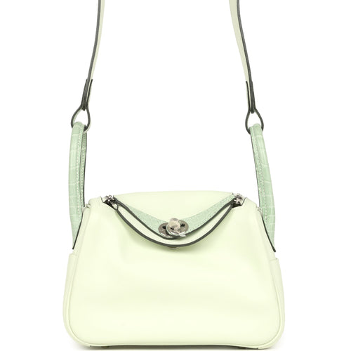 Hermes Mini Lindy Vert Fizz Swift and Matte Alligator Touch Palladium Hardware
