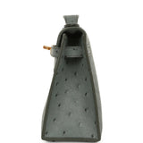 Hermes Kelly Pochette Vert Amande Ostrich Gold Hardware