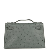 Hermes Kelly Pochette Vert Amande Ostrich Gold Hardware