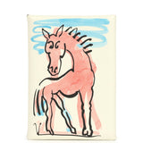 Hermes "Spring Horse" Calvi Duo Card Holder White Swift Palladium Hardware