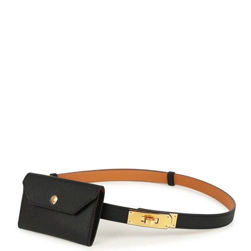 Hermes Kelly Pocket Belt 18 Black Epsom Gold Hardware