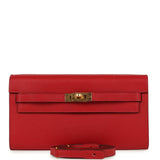 Hermes Kelly Wallet To Go Rouge Casaque Epsom Gold Hardware