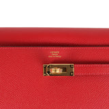 Hermes Kelly Wallet To Go Rouge Casaque Epsom Gold Hardware