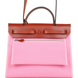Hermes Herbag Zip PM 31 Bubblegum Pink Officier Canvas and Cuivre Hunter Palladium Hardware - Thumbnail View 4