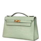 Hermes Kelly Pochette Vert D' Eau Matte Alligator Gold Hardware