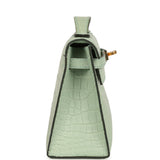 Hermes Kelly Pochette Vert D' Eau Matte Alligator Gold Hardware