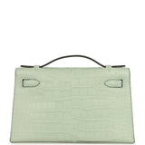 Hermes Kelly Pochette Vert D' Eau Matte Alligator Gold Hardware