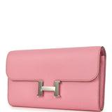 Pre-owned Hermes Constance Wallet To Go Bubblegum Epsom Palladium Hardware