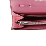 Pre-owned Hermes Constance Wallet To Go Bubblegum Epsom Palladium Hardware