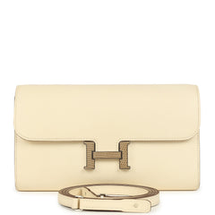 Pre-owned Hermes Constance Wallet To Go Nata Epsom Marquette Palladium Hardware